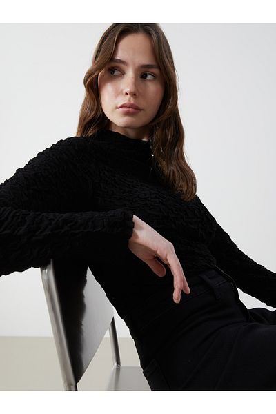LC Waikiki Stand Collar Textured Women's Knitwear Sweater