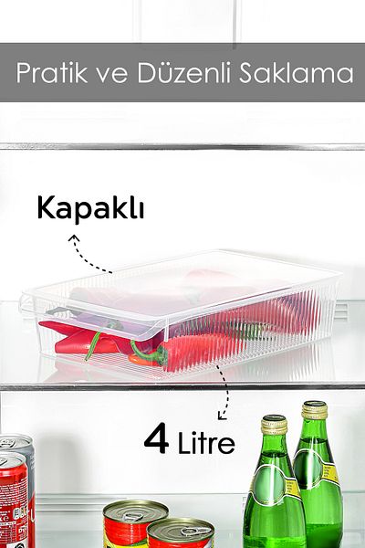 Meleni Home 1 Piece Covered Cabinet Refrigerator Organizer - Refrigerator Organizer Fruit Vegetable Storage Container 4 Lt