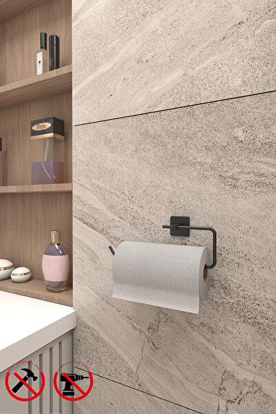 BellaBagno Jasmin Adhesive Square Black Solo Towel Holder, Towel Rack, Paper ...