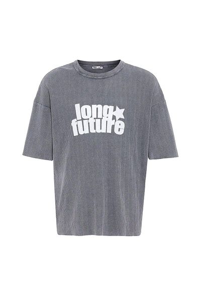 VAMOSCLO Oversize Knitwear-T-Shirt - Gray Colored Washed Tümen