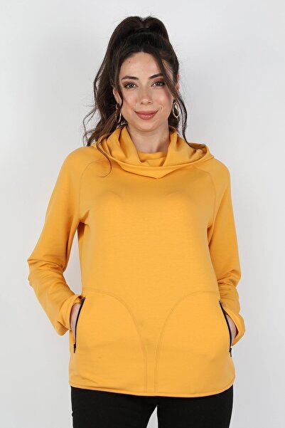 BALİNS Kadın Kapüşonlu Sweatshirt Hardal