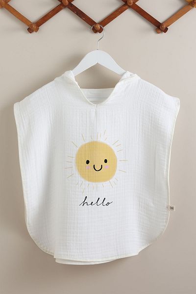 Tuğba Kuğu 4 Layer Muslin Poncho - Pure Baby Series - Gülen Soft Güneş