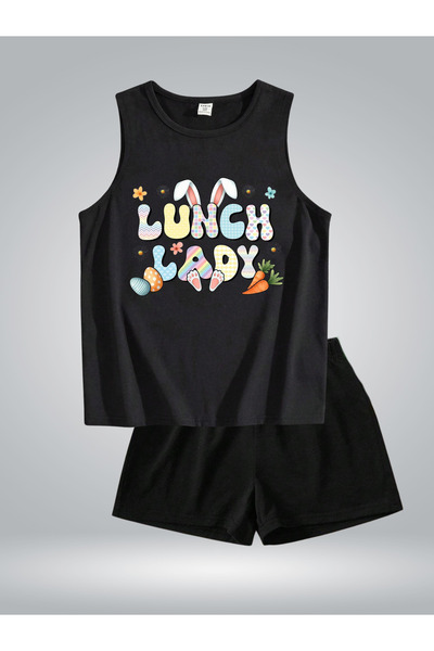 GLOWES Унісекс дитячий комплект чорних шортів з принтом спереду