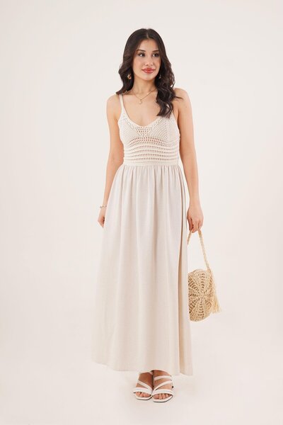 Hipo Trend Μάξι πέτρινο φόρεμα με ανοιχτό λουράκι