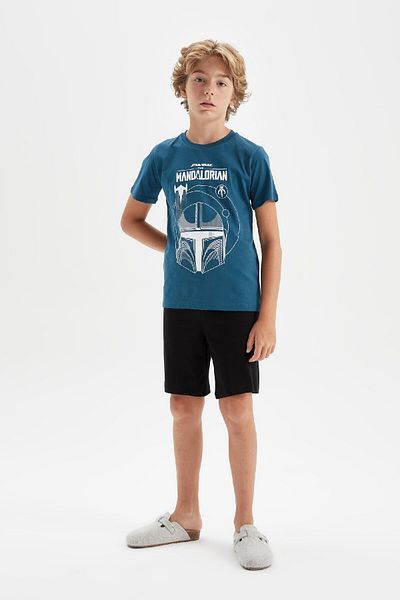 DeFacto Set de pijamale Star Wars Mandalorian pentru băieți - pantaloni scurți cu mâneci scurte C5503a824sm
