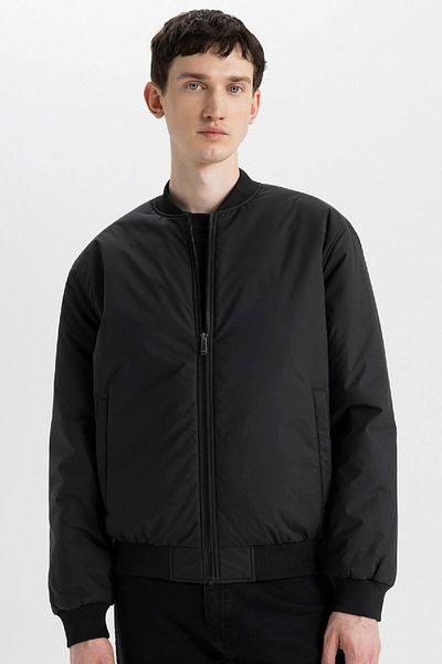 DeFacto Lightweight Slim Fit Water Repellent Bomber Jacket - College Collar Seasonal with Zipper and Pockets