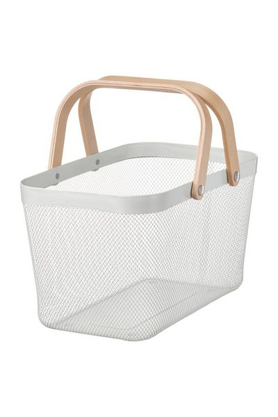 IKEA RISATORP Basket – White, 27x42x23 cm | Durable, Stylish Metal Storage Basket for Home Organization