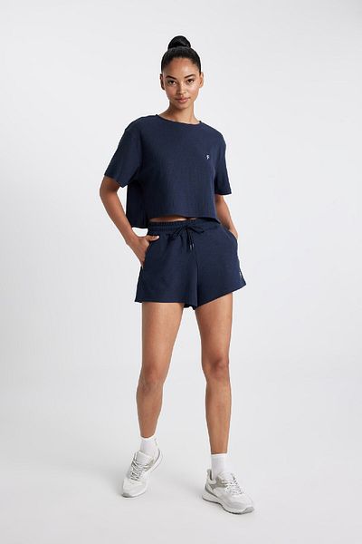 DeFacto Fit Cropped Fit Rundhalsausschnitt Sportler Rib Kurzarm T-Shirt A9916ax24sm