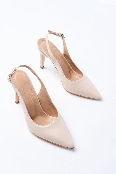 Aymood ST-1153 Pantofi de damă cu toc de 9 cm, bej, cu spatele deschis