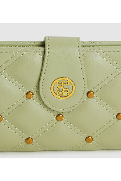 BCBG Green Quilted Long Wallet