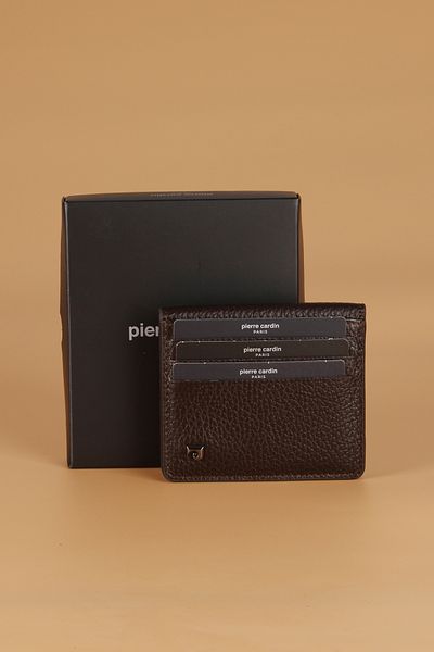 Pierre Cardin 206 Γνήσιο Δερμάτινο Ανδρικό Πορτοφόλι Θήκη Κάρτας FLOTUR BROWN