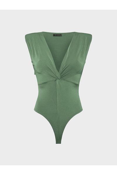 RİVUS Sleeveless Iconic Body with Twist Front and Padding Detail on the Shoulders - Khaki