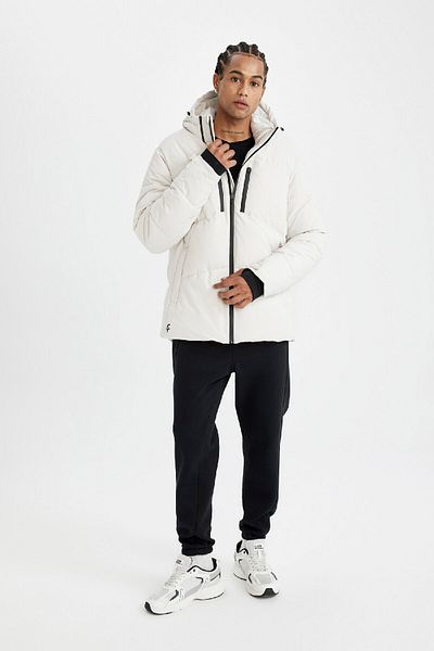 DeFacto Water Repellent Slim Fit Down παλτό - με κουκούλα, τσέπες με φερμουάρ A3519ax24wn