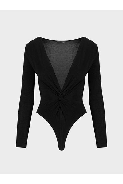 RİVUS Black Iconic Body - Long Sleeve with Twist Detail on the Front