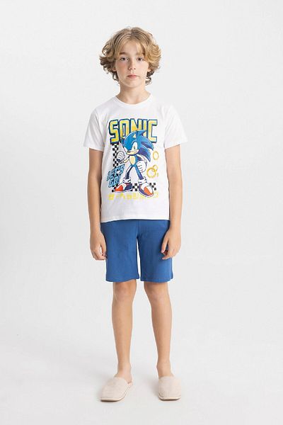DeFacto Σετ πιτζάμες Sonic the Hedgehog για αγόρια - Κοντό μανίκι και σορτς C5508A824SM