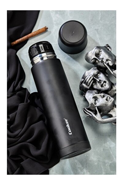 Elista Paslanmaz Çelik Black 0,750 ml Piknik Kamp Okul Servis ve Ikram Için S...