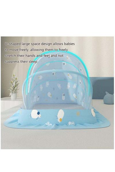 COOYA Foldable Universal Baby Mosquito Net,Encrypted Mesh,Sheep Pattern,Lightweight and Durable,Blue