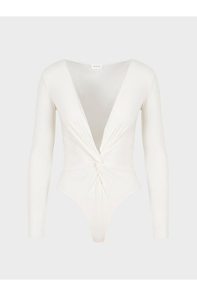 RİVUS Ecru Long Sleeve Iconic Body - Front Twist Detail