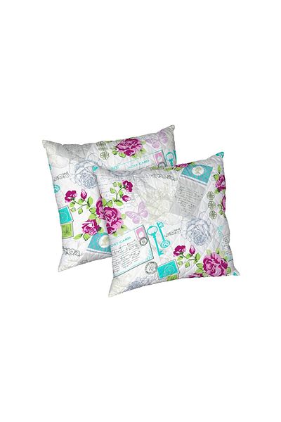 ALCAM Set Of 2 Rose Pillows, Quilted Microfiber, 70x70 Cm