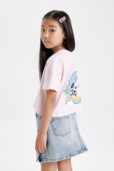 DeFacto Disney Mickey & Minnie Girl's T-Shirt - Crew Neck, Short Sleeve C4833a824hs