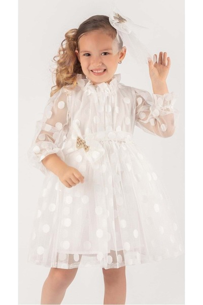 s.t. sebat tekstil Παιδικό πουά φόρεμα Princess Buckle Style