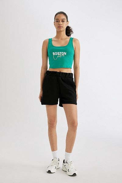 DeFacto Defactofit Nba Boston Celtics Cropped Fit Crew Neck Rib Tank Top C4915Ax24Sm