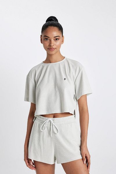 DeFacto Fit Cropped Fit Rundhalsausschnitt Sportler Rib Kurzarm T-Shirt A9916ax24sm