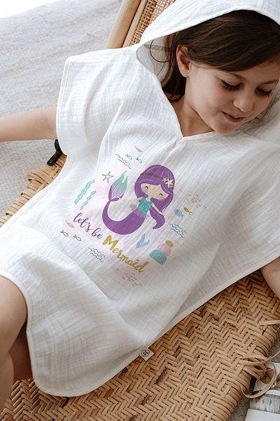 Tuğba Kuğu 4 Layer Muslin Poncho - For Baby Series - Purple Mermaid