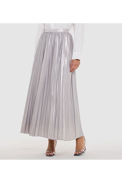 BCBG SOLID METTALIC PLEATED SKIRT
