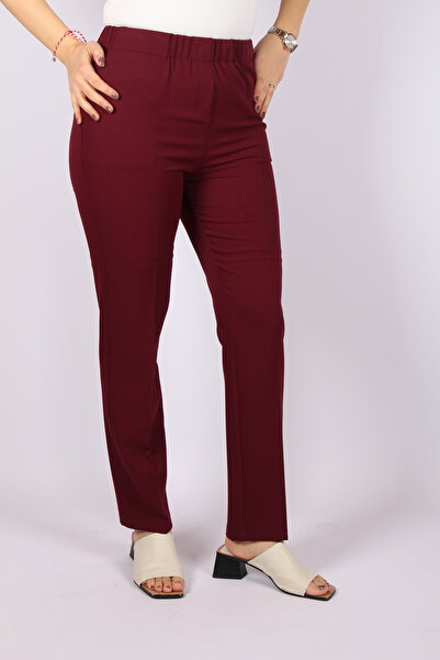 Tuğba Sarı Kadın Havuç Kesim Cepli Bordo Pantolon
