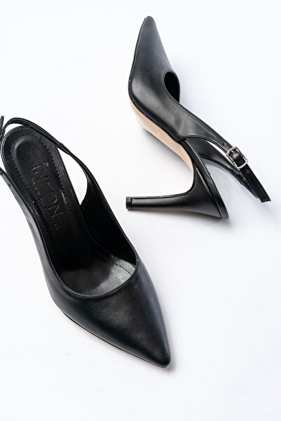 Aymood ST-1153 Чорні жіночі туфлі на підборах 9 см з відкритою п'ятою