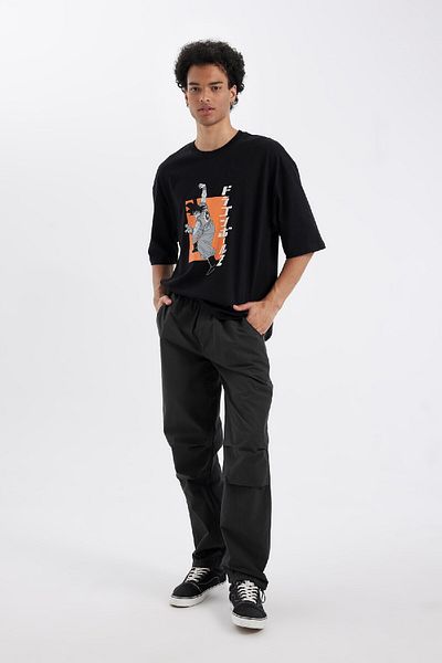 DeFacto 100% βαμβακερό Dragon Ball Loose Fit Crew λαιμόκοψη με στάμπα κοντομάνικο μπλουζάκι C6526ax24au