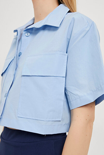 Arma Life Жіноча коротка сорочка з двома кишенями, з короткими рукавами, літня, синя