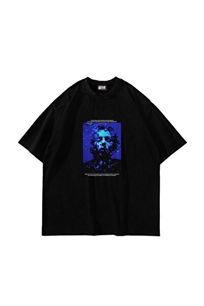 Bak Moda I Dove Deep Štampano Oversize kroj Unisex crna majica