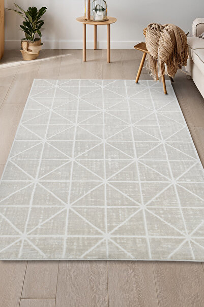 Giza Home Latte Krem Yumuşak Peluş Dokuma Halı Yolluk Çocuk Odası Oturma Odas...