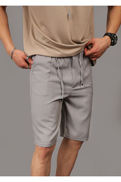 INFLUYENTE Ανδρικό γκρι Lycra Jogger σορτς Capri με ελαστικό κουμπιά με ριγέ πίσω τσέπη