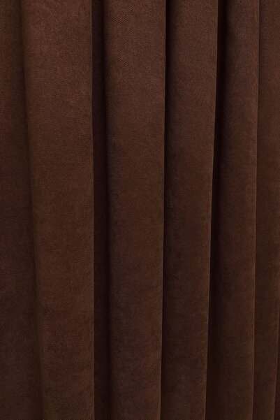 Cortibo Барселона з оксамитовою фактурою - Штора-фон коричнева без підкладки