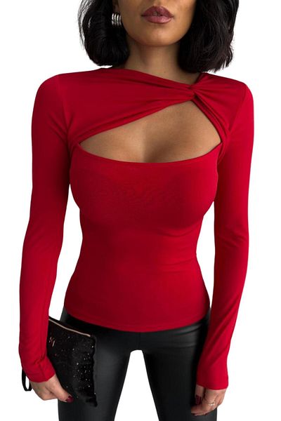 Moda Amore Women's Blouse - Sandy Fabric Twist Detail Long Sleeve 065