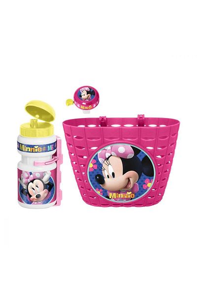 Minnie Mouse Set of three accessories for children's bicycle, basket, bell and water bottle, multicolor, Minnie Mouse