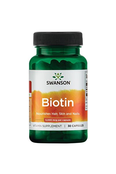 SWANSON Biotin Hair B7 Vitamin 5000 mcg 30 Capsules
