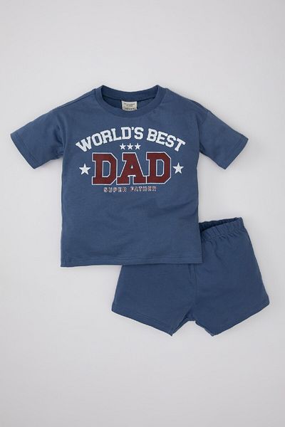DeFacto Baby Boy 2 Piece Set Crew Neck Printed Short Sleeve T-Shirt Shorts C5847A524Sm