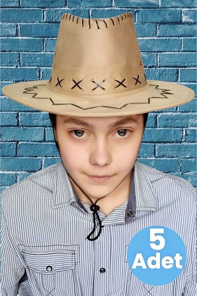 Uniquetrenders 5 Unisex Nubuck Cowboy Καπέλο 8-14 ετών