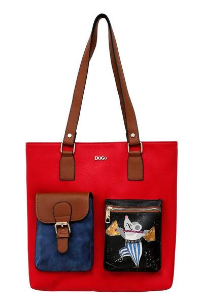 Dogo Жіноча веганська шкіряна різнокольорова сумка через плече - Дизайн Cat and Mouse