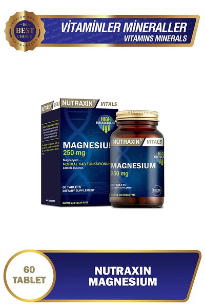 Nutraxin Magnesium 250 Mg 60 Tablets -(Magnesium Supplementary Food)