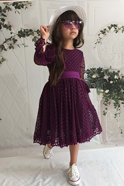 s.t. sebat tekstil Rochie pentru fete cu maneca lunga cu palarie din dantela