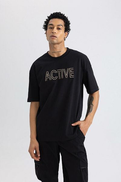 DeFacto Μπλουζάκι Oversize Crew Neck με Λεπτομέρεια Κεντήματος - C1426ax24sm