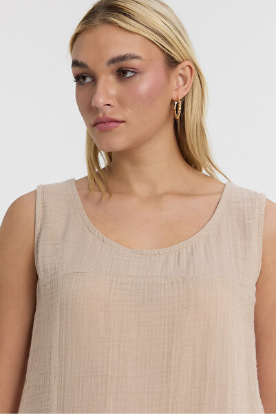 TCT TEKSTİL Women's Strappy Blouse - Muslin Sıfırkol Back Buttoned Blouse - 1110