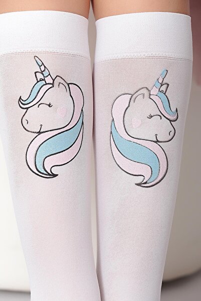 Daymod Çocuk Unicorn Baskılı Desenli Dizaltı Çorap