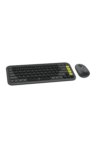 logitech POP ICON Kablosuz Bluetooth Sessiz Türkçe Q Klavye ve Mouse Seti, Siyah 920-013075