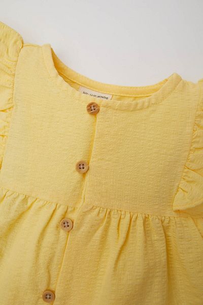 DeFacto Baby Girl Crewneck Gofre Textured Short Sleeve Shirt C5972a524sm